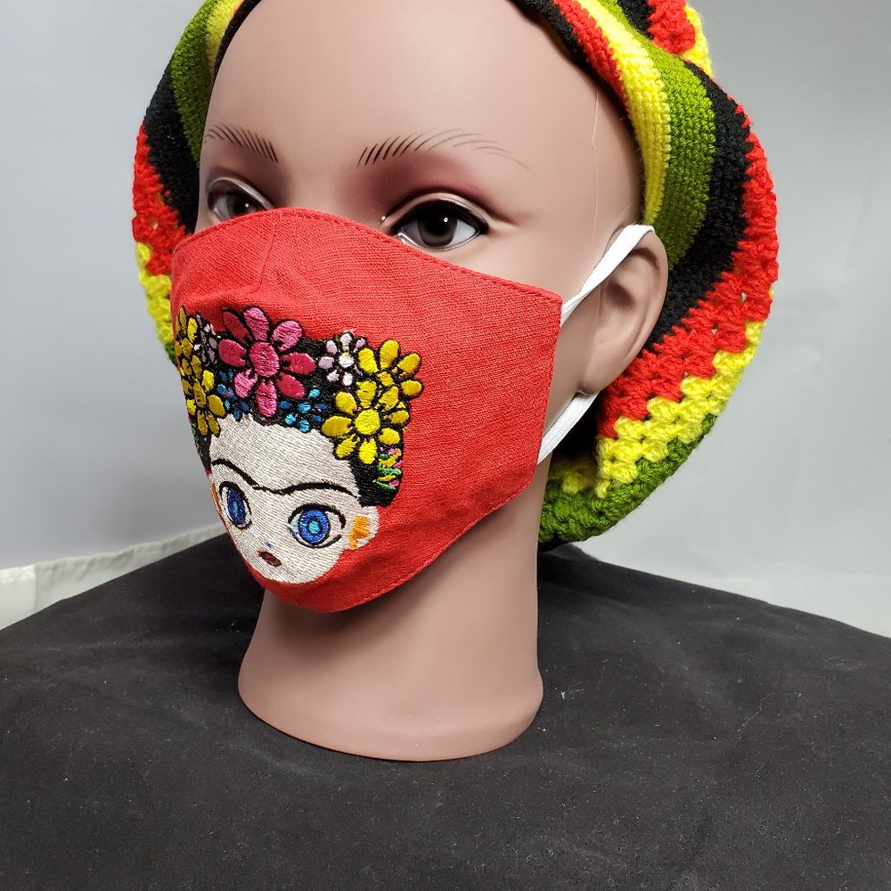 Beautiful Embroidered Face Mask Made in Yucatan - Picture 3 of 4